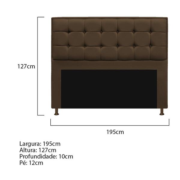 Imagem de Cabeceira Copenhague 195 cm King Size Suede Marrom - Doce Sonho Móveis