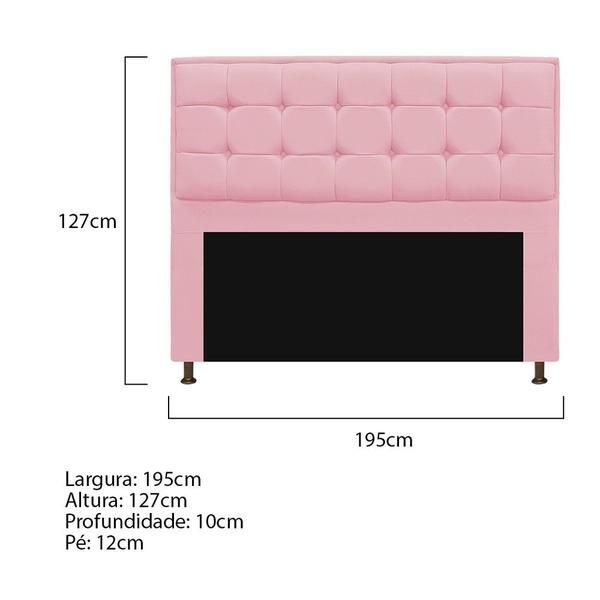 Imagem de Cabeceira Copenhague 195 cm King Size Suede Rosa Bebê - Doce Sonho Móveis