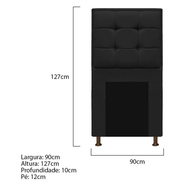 Imagem de Cabeceira Copenhague 90 cm Solteiro Suede Preto - ADJ Decor