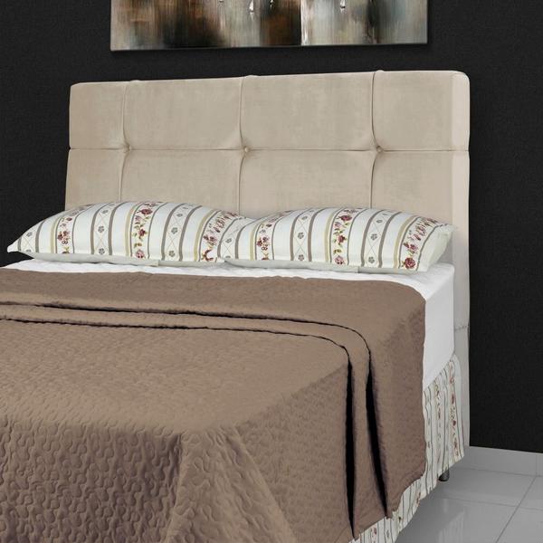 Imagem de Cabeceira de Cama Box Casal 138 cm Aurora Larhome Suede Veludo Marrom claro