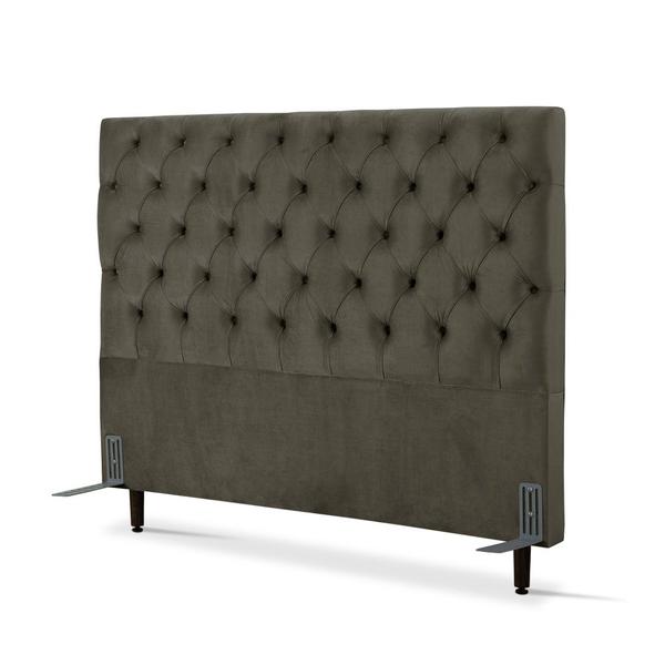 Imagem de Cabeceira de Cama Box Casal 138 cm Larhome Versalite Suede Veludo Marrom escuro