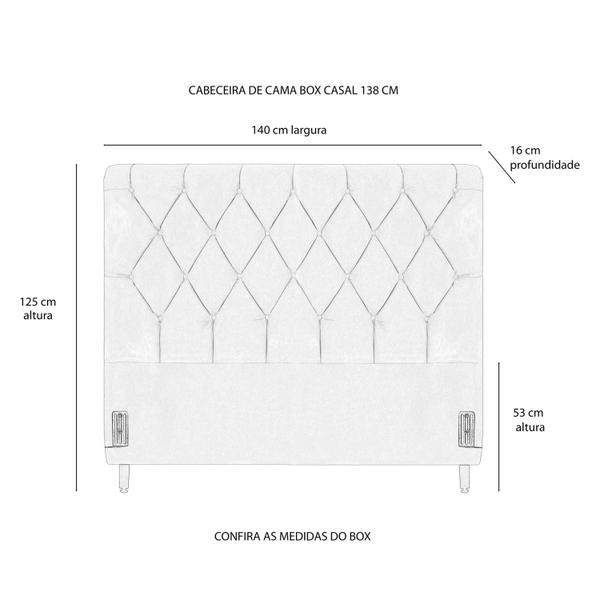 Imagem de Cabeceira de Cama Box Casal 138 cm Marselha Larhome Suede Veludo Marrom escuro