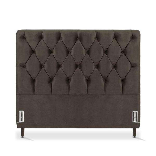 Imagem de Cabeceira de Cama Box Casal 138 cm Marselha Larhome Suede Veludo Marrom escuro