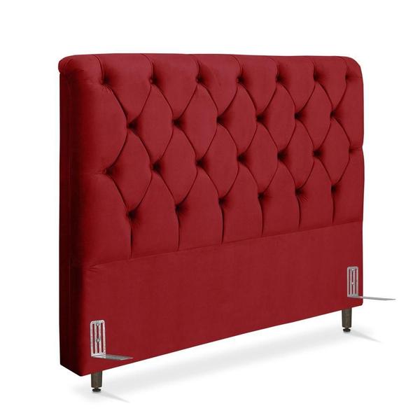 Imagem de Cabeceira de Cama Box Casal 138 cm Marselha Larhome Suede Veludo Vermelho