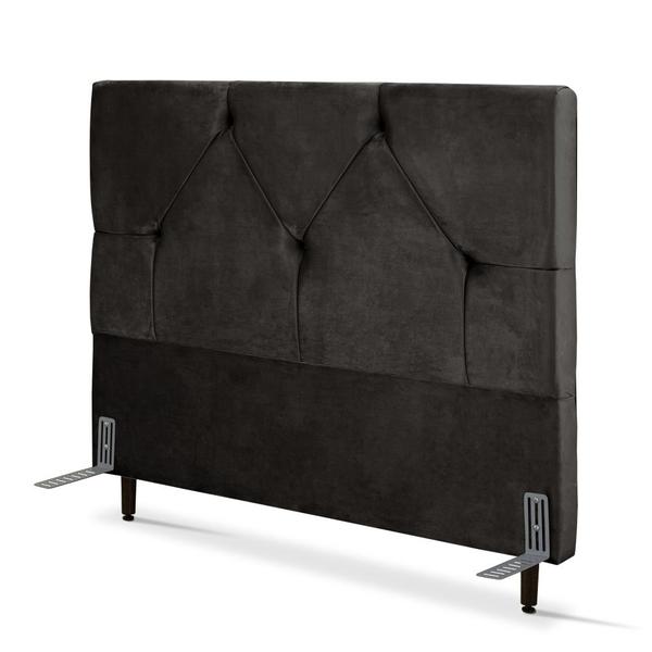 Imagem de Cabeceira de Cama Box Casal 138 cm Munique Larhome Suede Veludo Marrom Brida