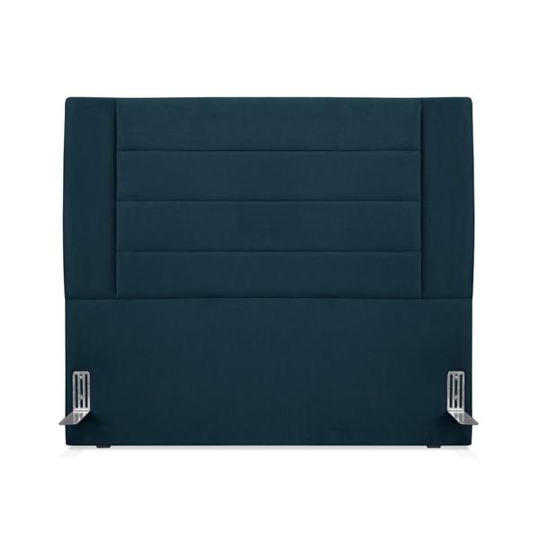 Imagem de Cabeceira de Cama Box Casal 138 cm Viena Larhome Suede Veludo Azul Marinho