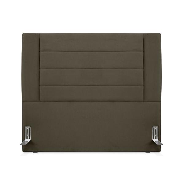 Imagem de Cabeceira de Cama Box Casal 138 cm Viena Larhome Suede Veludo Marrom escuro