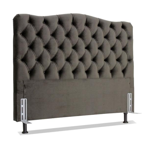 Imagem de Cabeceira de Cama Box Casal 138cm Larhome Dunas Suede Veludo Marrom Escuro