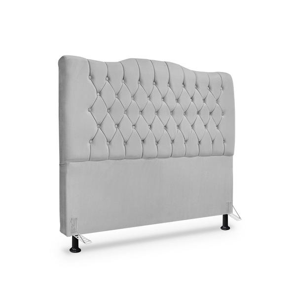 Cabeceira de Cama Box Casal 140 cm Dunas - Veludo Cinza - Mallu Estofados Cabeceira de Cama Box Casal 140 cm Dunas - Veludo Cinza - Mallu Estofados
