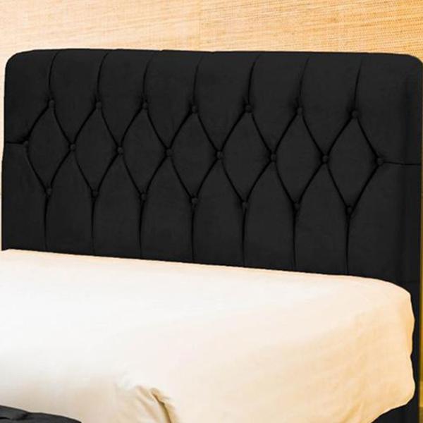 Imagem de Cabeceira de Cama Box Casal 90cm Istambul Suede Preto - DS Estofados