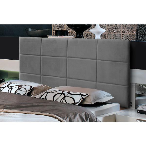 Imagem de Cabeceira de Cama Box Estofada Painel Raissa 100 Cm Suede Cinza Grafite