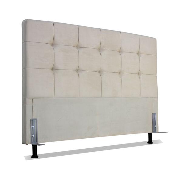 Imagem de Cabeceira de Cama Box Queen 158 cm Atlanta Larhome Suede Veludo Bege.