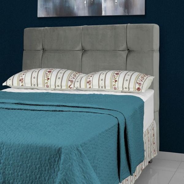 Imagem de Cabeceira de Cama Box Queen 158 cm Aurora Larhome Suede Veludo Cinza escuro