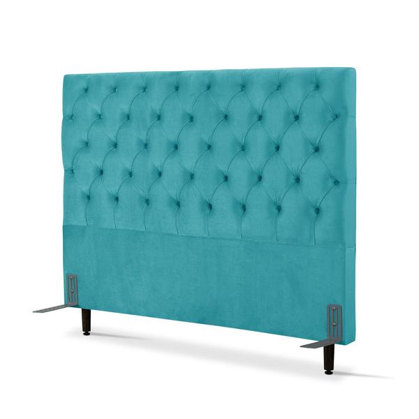 Imagem de Cabeceira de Cama Box Queen 158 cm Larhome Versalite Suede Veludo Azul