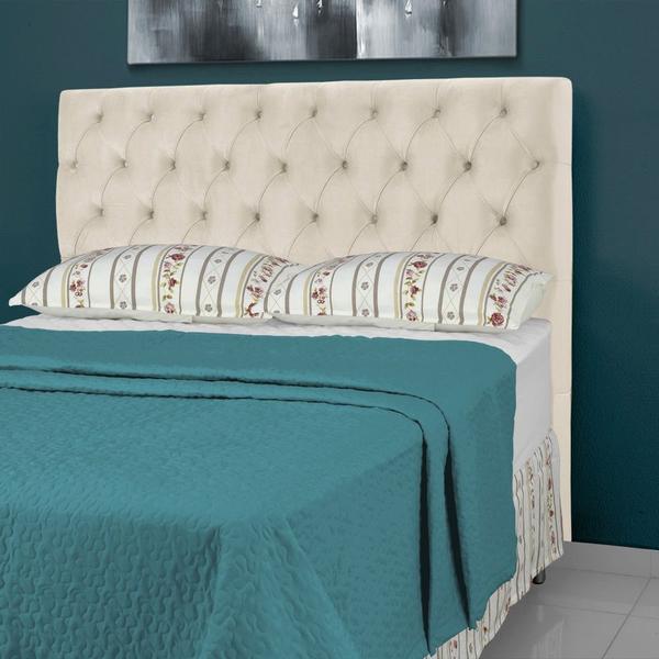 Imagem de Cabeceira de Cama Box Queen 158 cm Larhome Versalite Suede Veludo Bege