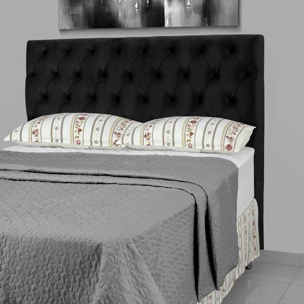 Imagem de Cabeceira de Cama Box Queen 158 cm Larhome Versalite Suede Veludo Preto