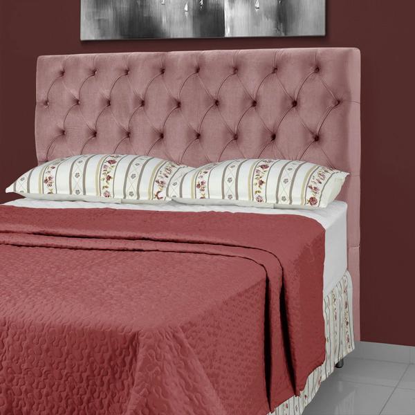 Imagem de Cabeceira de Cama Box Queen 158 cm Larhome Versalite Suede Veludo Rosê