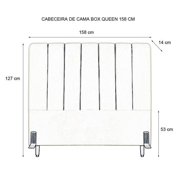 Imagem de Cabeceira de Cama Box Queen 158 cm Luna Larhome Suede Veludo Cinza claro