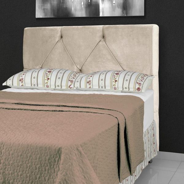 Imagem de Cabeceira de Cama Box Queen 158 cm Munique Larhome Suede Veludo Marrom claro