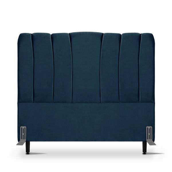 Imagem de Cabeceira de Cama Box Queen 158 cm Sevilha Larhome Suede Veludo Azul Marinho