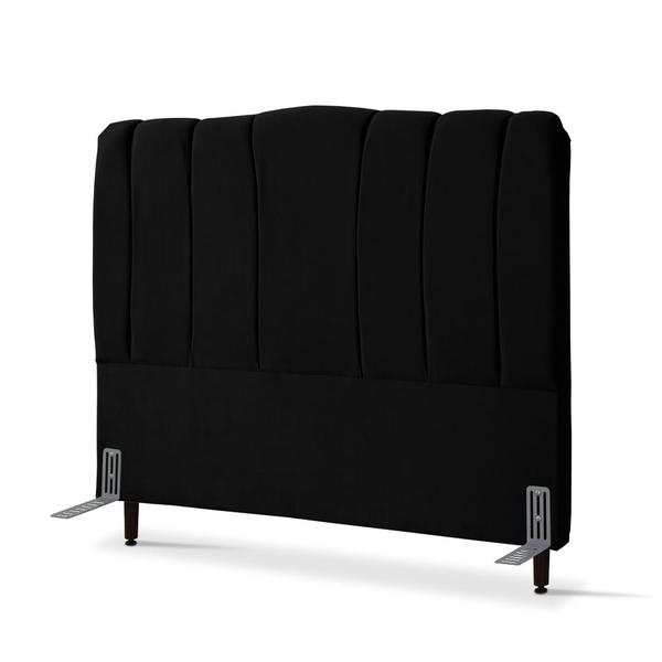 Imagem de Cabeceira de Cama Box Queen 158 cm Sevilha Larhome Suede Veludo Preto