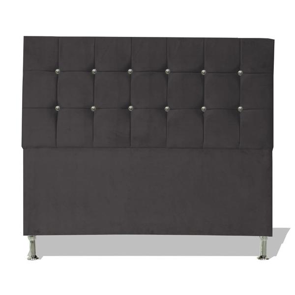 Imagem de Cabeceira De Cama Box Slim Cristal Solteiro 90 cm Suede Grafite Dimazza Móveis