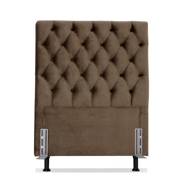 Imagem de Cabeceira de Cama Box Solteiro 110cm larg. Versalite Larhome Suede Veludo Marrom.