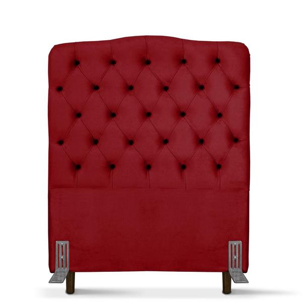 Imagem de Cabeceira de Cama Box Solteiro 88 cm Dunas Larhome Suede Veludo Vermelho