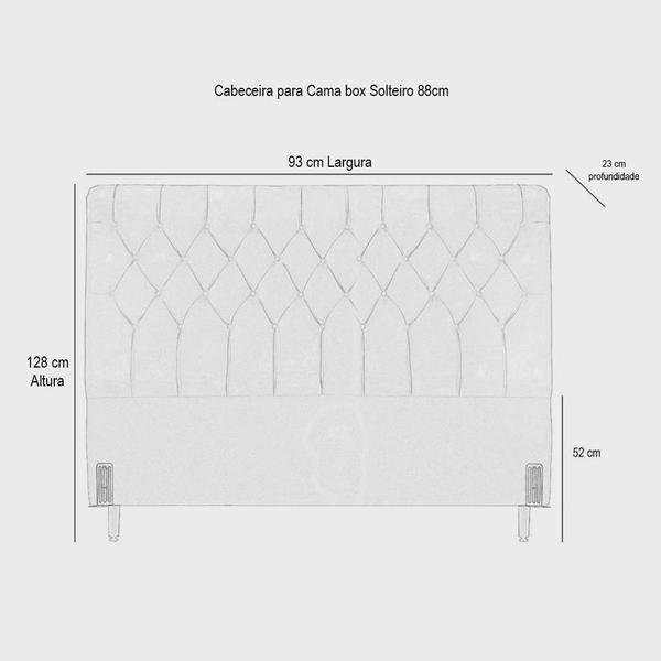 Imagem de Cabeceira de Cama Box Solteiro 88cm Pádua Couro Preto