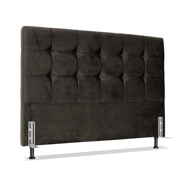 Imagem de Cabeceira de Cama Box Viúva 128 cm Atlanta Larhome Suede Veludo Marrom escuro.