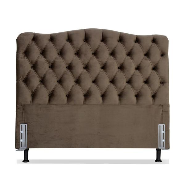 Imagem de Cabeceira de Cama Box Viúva 128 cm Dunas Larhome Tecido Suede Veludo Marrom.