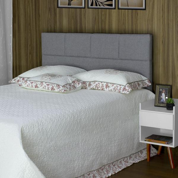 Imagem de Cabeceira de Cama Box Viúva 128 cm Marjorie Inspire House Linho Cinza