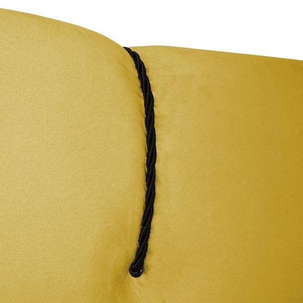 Imagem de Cabeceira de Cama Box Viúva 128 cm Moscou Larhome Suede Veludo Amarelo