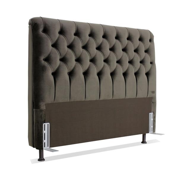 Imagem de Cabeceira de Cama Box Viúva 128 cm Padua Larhome Suede Veludo Marrom escuro.