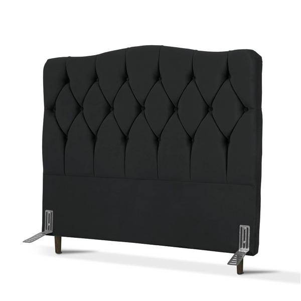 Imagem de Cabeceira de Cama Box Viúva 128 cm Varsóvia Curva Larhome Suede Veludo Preto