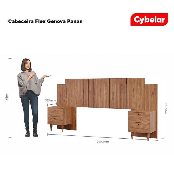 Imagem de Cabeceira de Cama Casal e Queen Size com Mesas Laterais Genova Flex