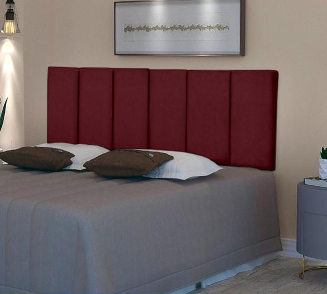 Imagem de Cabeceira de Cama Estofada / Almofadada Cama Box Queen 1,60 x 55 Painel Dubai Vinho