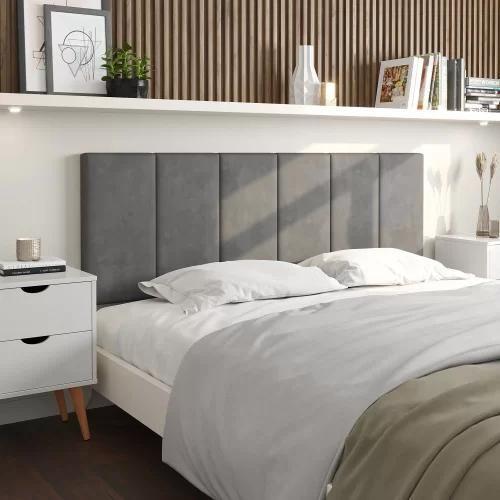 Imagem de Cabeceira de Cama Painel Para Quarto Laura 140 cm Almofadada Sued Cor Cinza -GK MOVEIS