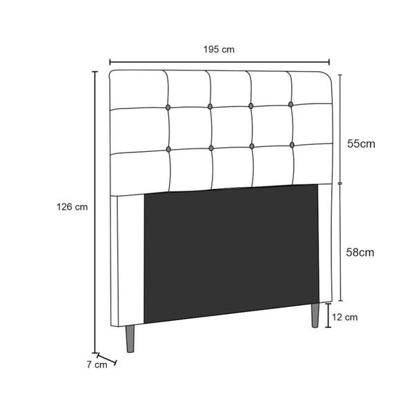 Imagem de Cabeceira de Casal King 195cm Luna I02 Suede Bege - Mpozenato