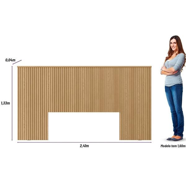 Imagem de Cabeceira de Madeira para Cama Box Casal e Queen 241cm Palmeira L06 Carvalho - Mpozenato