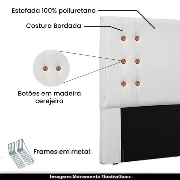 Imagem de Cabeceira Decorativa 1,40M Kors PU Branco G63 - Gran Belo