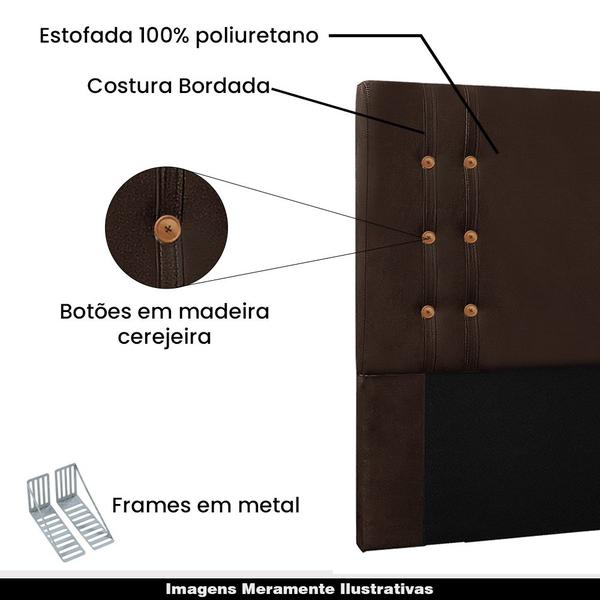 Imagem de Cabeceira Decorativa 1,40M Kors Suede Café G63 - Gran Belo