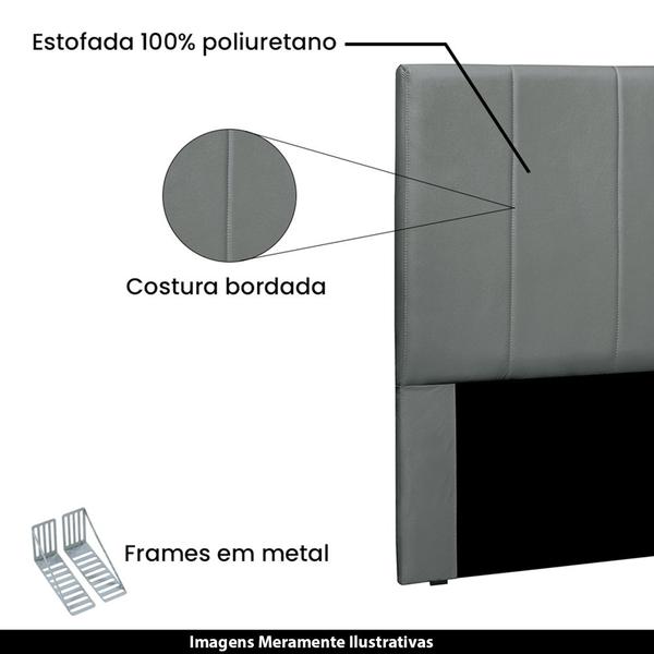 Imagem de Cabeceira Decorativa Casal 1,40M Erza Veludo Cinza G63 - Gran Belo