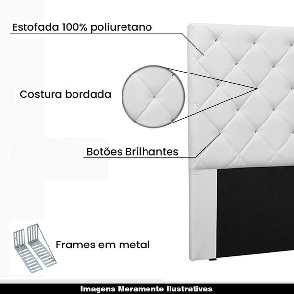 Imagem de Cabeceira Decorativa Casal 1,40M Tàzio PU Branco G63 - Gran Belo