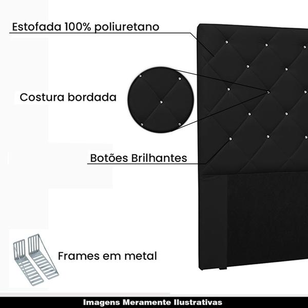 Imagem de Cabeceira Decorativa Casal 1,40M Tàzio PU Preto G63 - Gran Belo