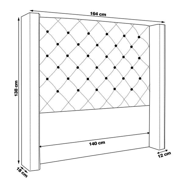 Imagem de Cabeceira Decorativa Casal 1,64M Loewe PU Marrom G63 - Gran Belo