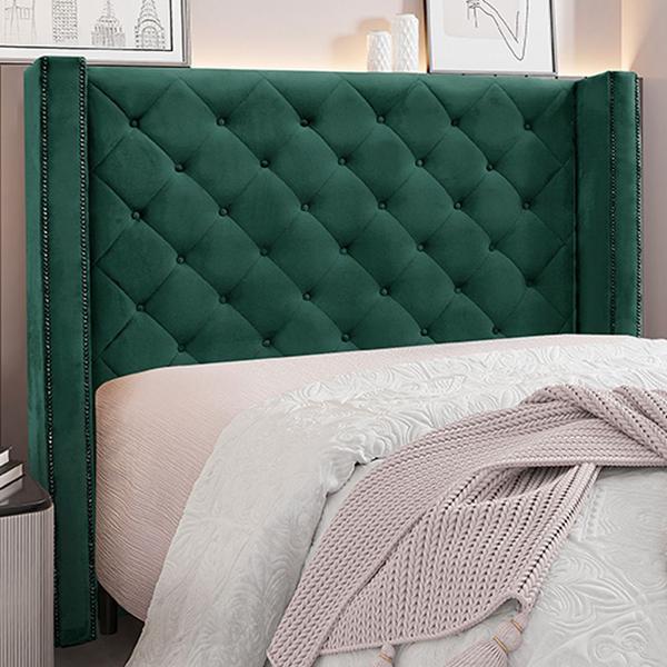 Imagem de Cabeceira Decorativa Casal 1,64M Loewe Veludo Verde Floresta G63 - Gran Belo