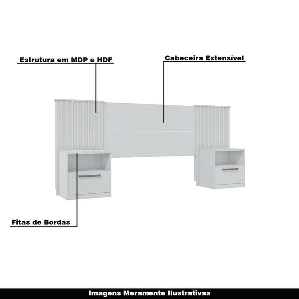 Imagem de Cabeceira Decorativa Extensiva Senna MDP Branco Fosco G11 - Gran Belo