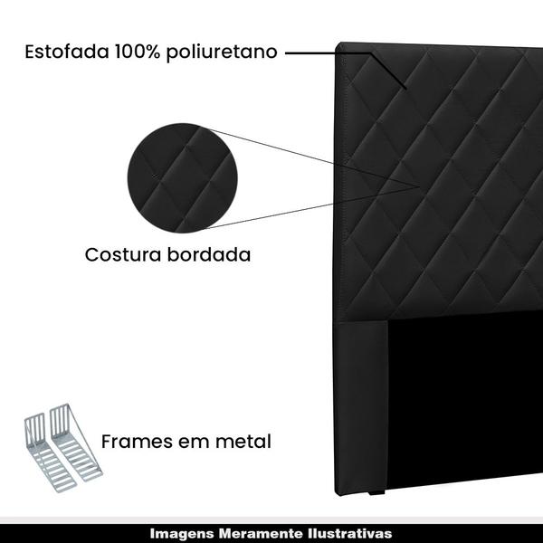 Imagem de Cabeceira Decorativa King Size 1,95M Baelon Pu Preto G63 - Gran Belo