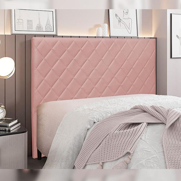 Imagem de Cabeceira Decorativa King Size 1,95M Baelon Veludo Rosa G63 - Gran Belo